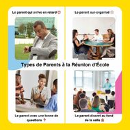 🎓 Types de Parents à la Réunion d'École 🎓

Le parent sur-organisé 📋 : L'orga-ninja qui a tout noté (y compris les dates des prochaines réunions) !

Le parent qui arrive en retard ⏰ : Le maître du timing qui fait son entrée sous les projecteurs !

Le parent avec une tonne de questions ❓ : Le détective en quête de chaque détail !

Le parent discret au fond de la salle 🙈 : Le ninja de la discrétion qui préfère écouter en mode silencieux.

👀 Et vous, quel type de parent êtes-vous pendant la réunion de la rentrée ? Dites-nous 😂👇

.
.
.
#rentréescolaire #humour #meme #drole #mdr #parents #instamaman #papa #réunion #école #enfance #écoleélémentaire #écolematernelle