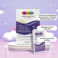 🌟 Un petit coup de pouce pour les p'tits ventres en pleine croissance ! 🧒👧

Avec PEDIAKID® Probiotiques-10M, nous prenons soin de la flore intestinale de vos enfants grâce à 10 milliards de ferments par sachet. Et grâce à notre formule Innovation Garantie ""Formule concentrée et stabilisée"", pas besoin de les conserver au frigo ! 🧊❌

Enrichi en Zinc pour renforcer l’immunité 💪, sans gluten, sans arôme ni colorant, ce complément est idéal pour les ventres sensibles et les petites défenses fragiles.

En résumé, une formule naturelle et pratique pour garder vos petits champions au top de leur forme ! 🌿✨

👉 Qui utilise déjà nos probiotiques pour ses enfants ?

.
.
.
.
.
.
#santé #probiotiques #enfance #complémentalimentaire #healthy #kids #maman #papa #maternité